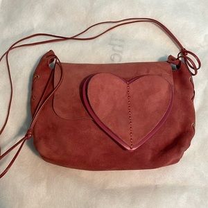 Auth GUCCI Shoulder HEART Flap Crossbody Bag Suede Leather